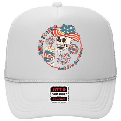 Western 4th Of July Funny Dead Inside But Its Freedom Gift High Crown Mesh Back Trucker Hat