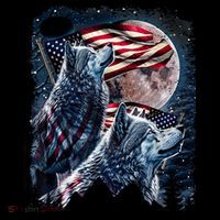 Wolf 4th Of July American Flag Howling Wolves Under Moon 7-Panel Snapback Hat