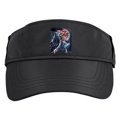 Wolf 4th Of July American Flag Howling Wolves Under Moon Adult Drive Performance Visor