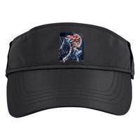 Wolf 4th Of July American Flag Howling Wolves Under Moon Adult Drive Performance Visor