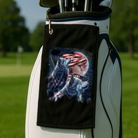 Wolf 4th Of July American Flag Howling Wolves Under Moon Golf Towel