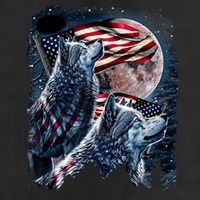 Wolf 4th Of July American Flag Howling Wolves Under Moon Golf Towel