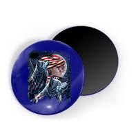 Wolf 4th Of July American Flag Howling Wolves Under Moon Magnet