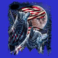Wolf 4th Of July American Flag Howling Wolves Under Moon Magnet