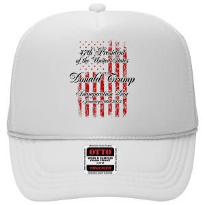 Women 47 President Donald Trump Inauguration Day 2025 Memorabilia Gift High Crown Mesh Back Trucker Hat