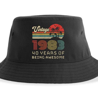 Wo 40 Year Old Birthday Vintage 1983 40th Birthday Sustainable Bucket Hat