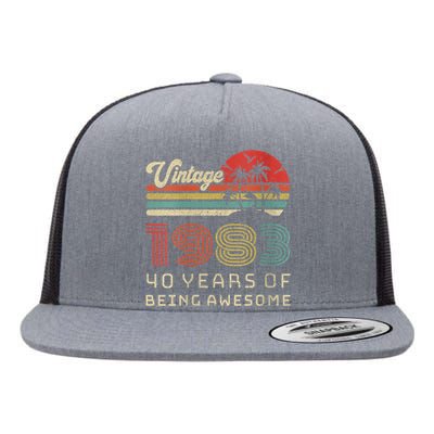 Wo 40 Year Old Birthday Vintage 1983 40th Birthday Flat Bill Trucker Hat