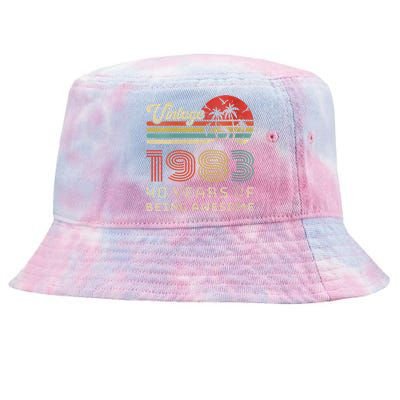 Wo 40 Year Old Birthday Vintage 1983 40th Birthday Tie-Dyed Bucket Hat