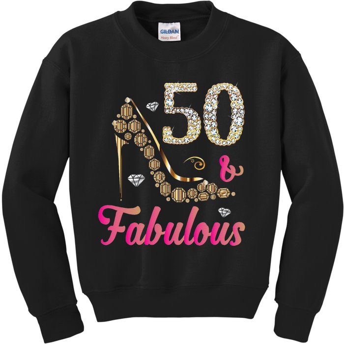 Womens 50 And Fabulous Funny 50th Birthday Cute Gift Beautiful Fun Tank Top Kids Sweatshirt