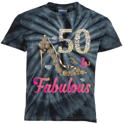 Womens 50 And Fabulous Funny 50th Birthday Cute Gift Beautiful Fun Tank Top Kids Tie-Dye T-Shirt