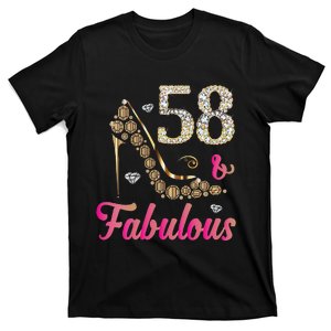 Womens 58 And Fabulous Funny 58th Birthday Cute Gift Beautiful Fun T-Shirt