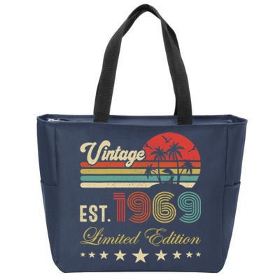 Wo 54th birthday born 1969 vintage limited edition 54 birthday V-Neck Zip Tote Bag