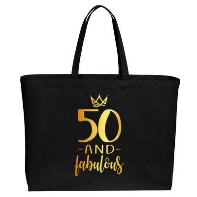 Womens 50th Birthday 50 And Fabulous Cotton Canvas Jumbo Tote