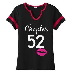 Womens 52nd Birthday Gift For Her Chapter 52 Years Old 52nd Bday Ladies Halftime Notch Neck Tee