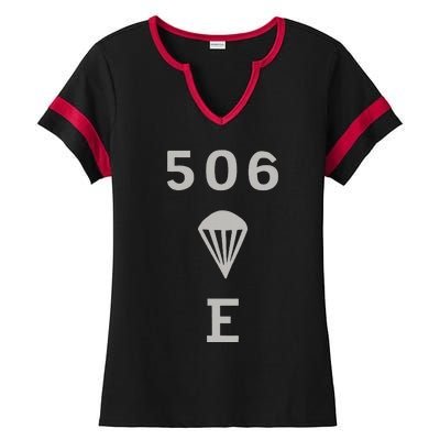 Ww2 506 Pir Easy Company Flag Ladies Halftime Notch Neck Tee