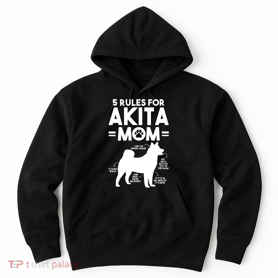 Womens 5 Rules For Akita Mom American Akita Inu VNeck Hoodie