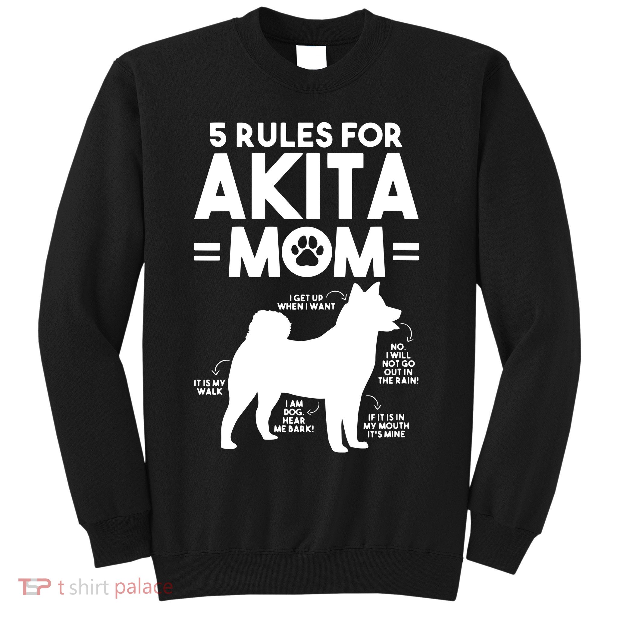 Womens 5 Rules For Akita Mom American Akita Inu VNeck Sweatshirt