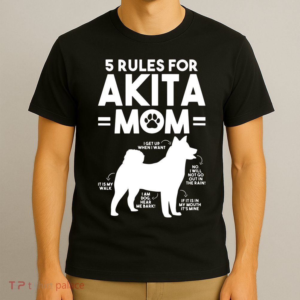 Womens 5 Rules For Akita Mom American Akita Inu VNeck T-Shirt