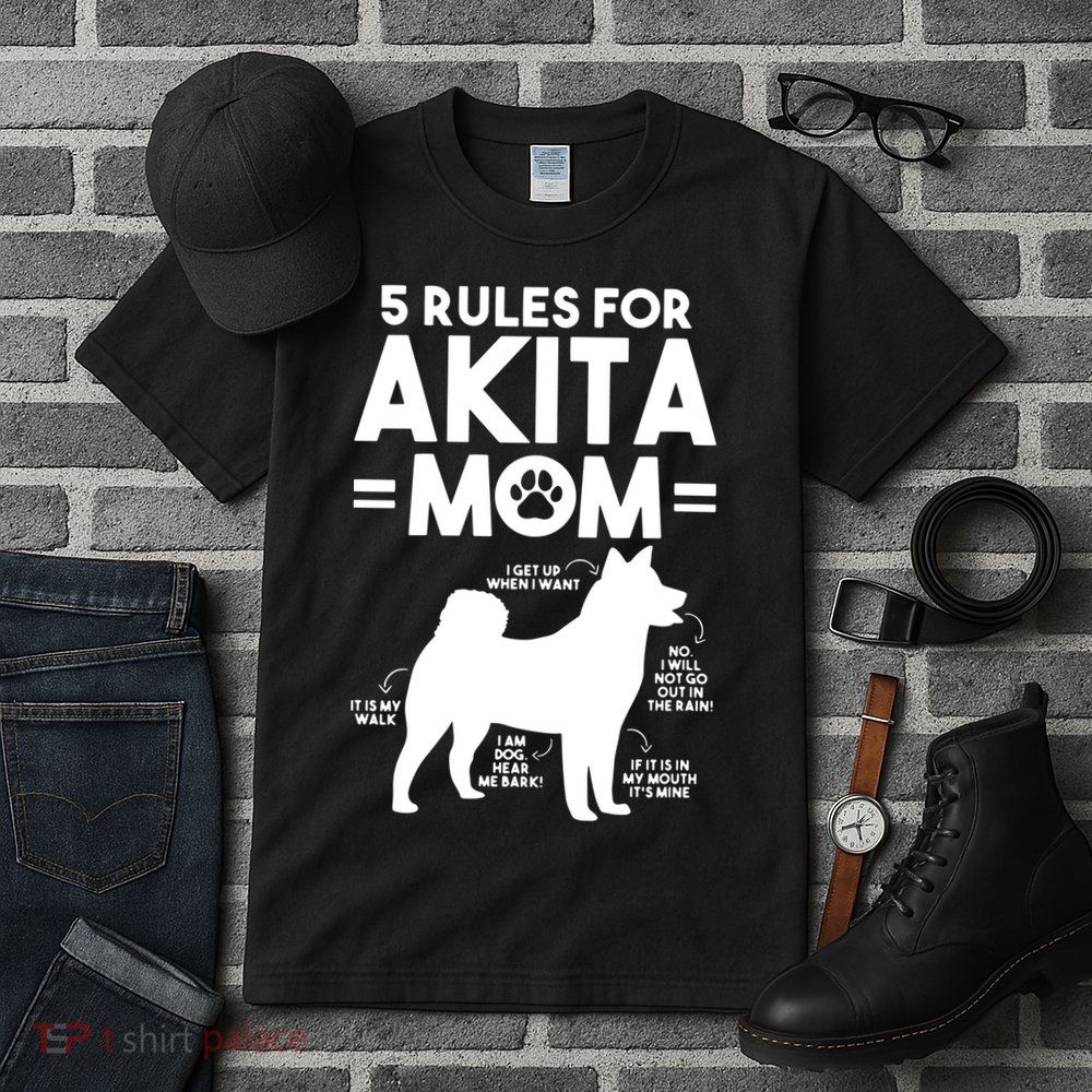 Womens 5 Rules For Akita Mom American Akita Inu VNeck Tall T-Shirt