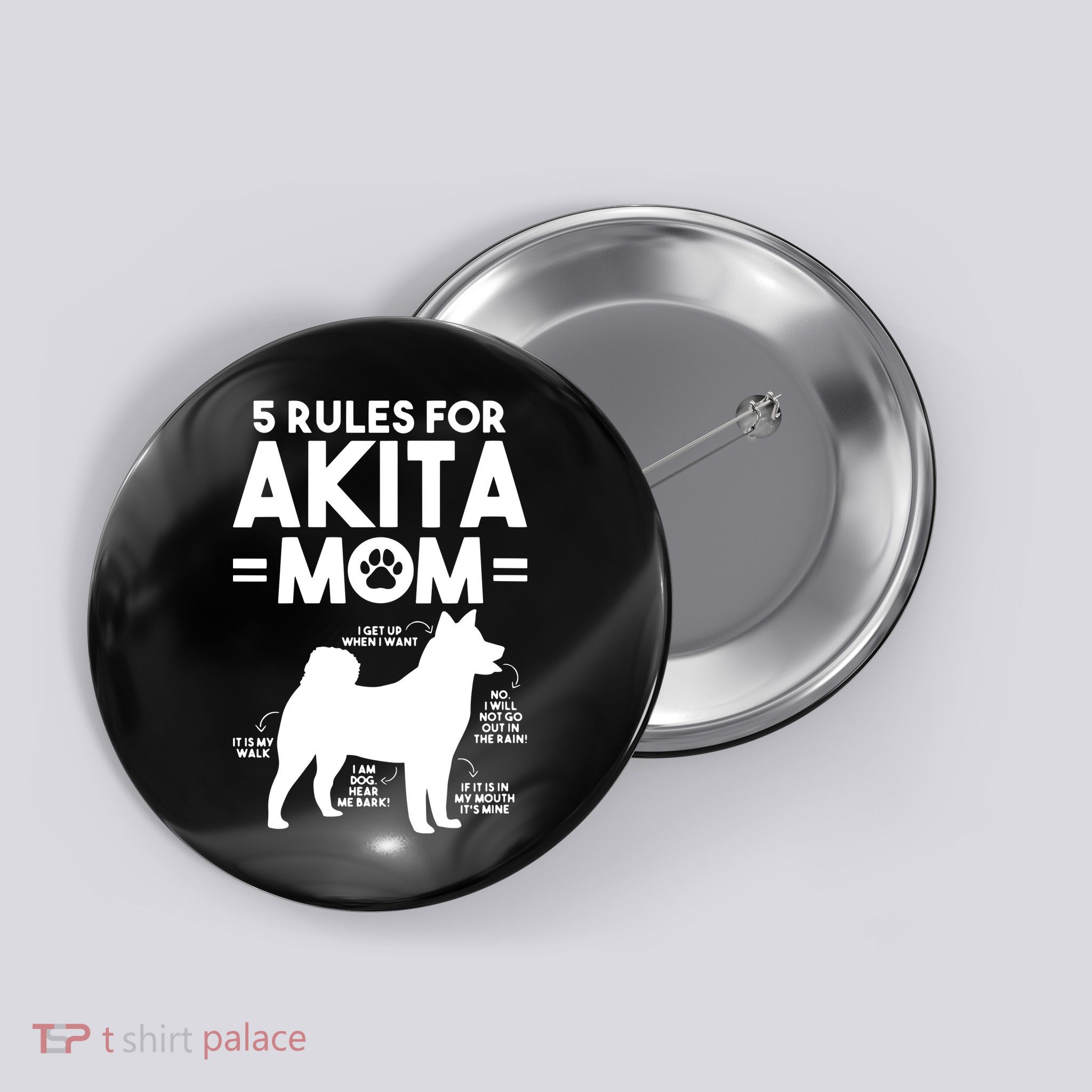 Womens 5 Rules For Akita Mom American Akita Inu VNeck Button