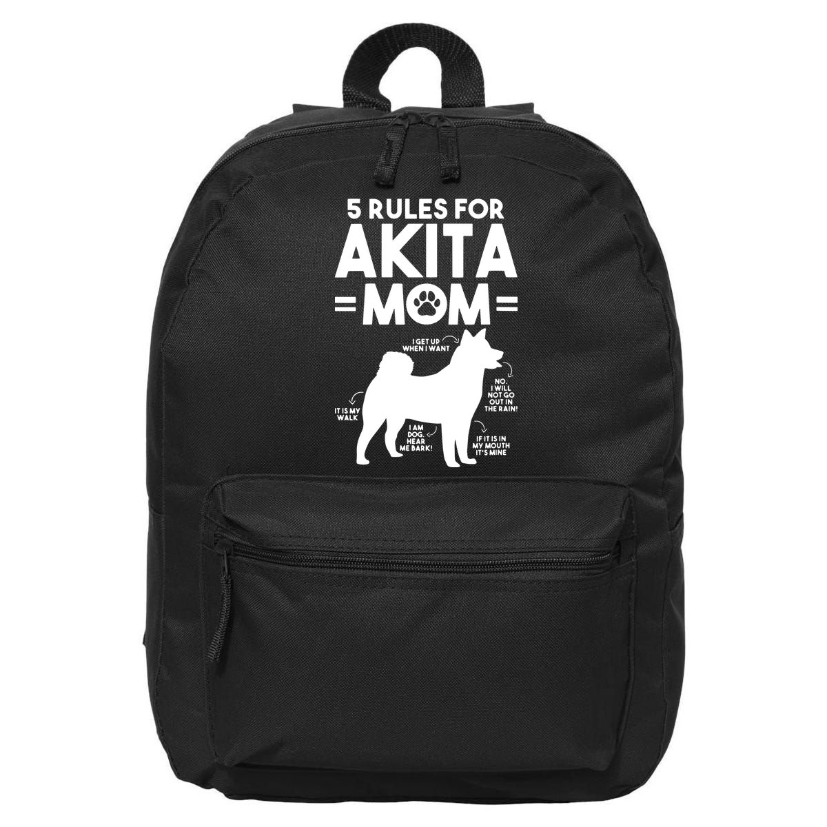 Womens 5 Rules For Akita Mom American Akita Inu VNeck 16 in Basic Backpack