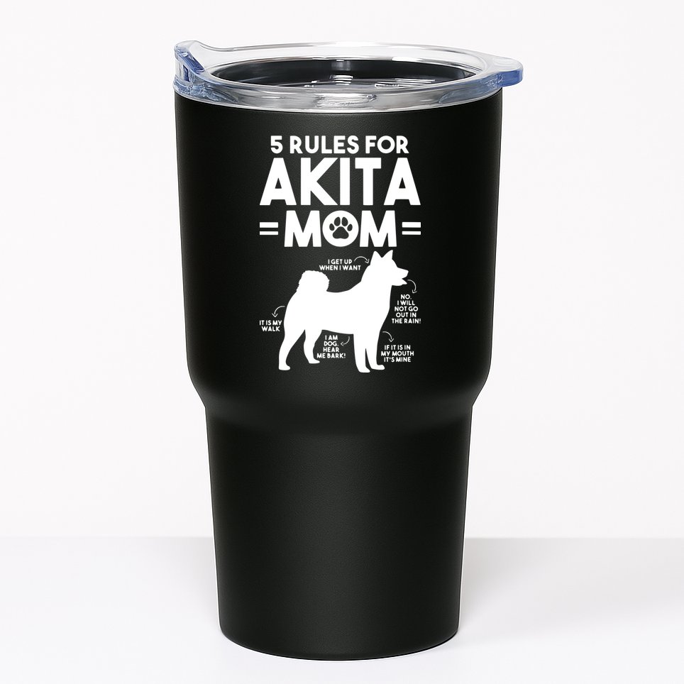 Womens 5 Rules For Akita Mom American Akita Inu VNeck Tumbler