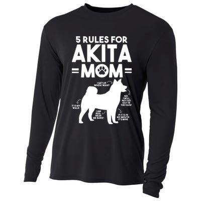 Womens 5 Rules For Akita Mom American Akita Inu VNeck Cooling Performance Long Sleeve Crew