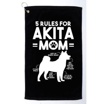 Womens 5 Rules For Akita Mom American Akita Inu VNeck Golf Towel