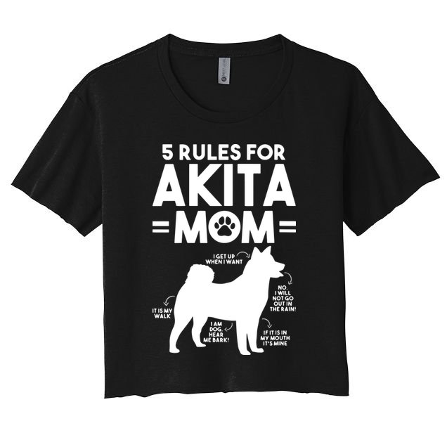 Womens 5 Rules For Akita Mom American Akita Inu VNeck Crop Top