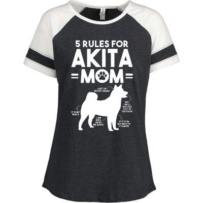 Womens 5 Rules For Akita Mom American Akita Inu VNeck Enza Ladies Jersey Colorblock Tee