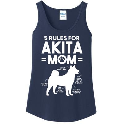 Womens 5 Rules For Akita Mom American Akita Inu VNeck Ladies Essential Tank