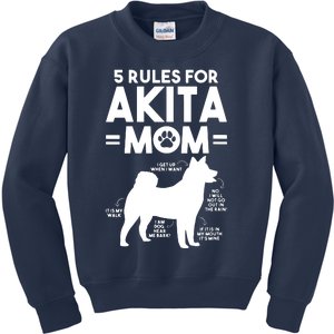 Womens 5 Rules For Akita Mom American Akita Inu VNeck Kids Sweatshirt