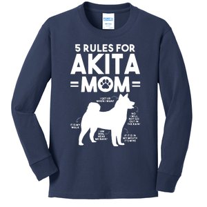 Womens 5 Rules For Akita Mom American Akita Inu VNeck Kids Long Sleeve Shirt