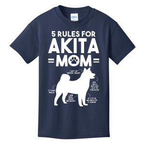 Womens 5 Rules For Akita Mom American Akita Inu VNeck Kids T-Shirt