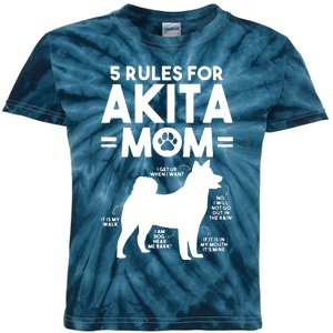 Womens 5 Rules For Akita Mom American Akita Inu VNeck Kids Tie-Dye T-Shirt