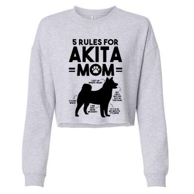 Womens 5 Rules For Akita Mom American Akita Inu VNeck Cropped Pullover Crew