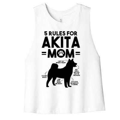 Womens 5 Rules For Akita Mom American Akita Inu VNeck Women's Racerback Cropped Tank