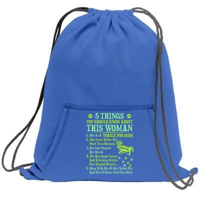 Wo 5 Things You Should Know About Yorkie Poo Mom Great Gift Funny Gift Sweatshirt Cinch Pack Bag