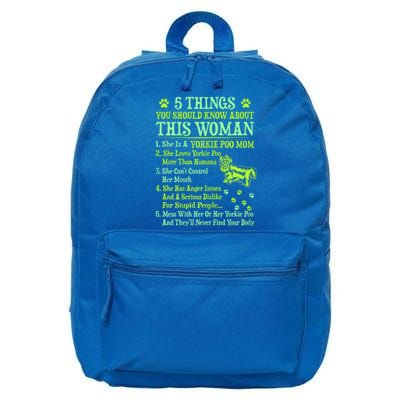 Wo 5 Things You Should Know About Yorkie Poo Mom Great Gift Funny Gift 16 in Basic Backpack