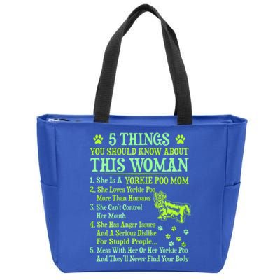 Wo 5 Things You Should Know About Yorkie Poo Mom Great Gift Funny Gift Zip Tote Bag