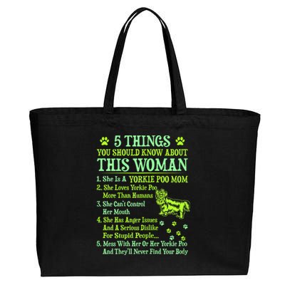 Wo 5 Things You Should Know About Yorkie Poo Mom Great Gift Funny Gift Cotton Canvas Jumbo Tote