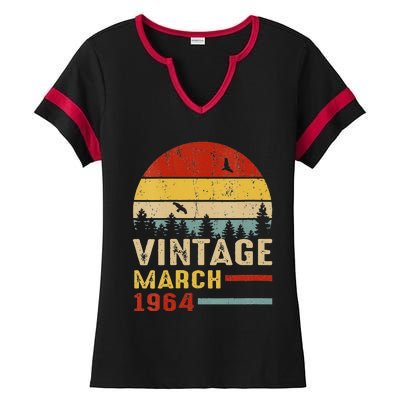 Womens 57 Years Old Retro Birthday Gift Vintage March 1964 Ladies Halftime Notch Neck Tee