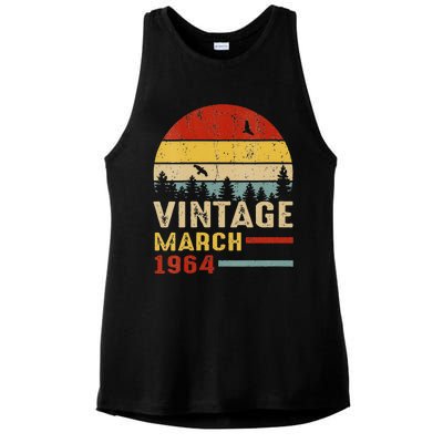 Womens 57 Years Old Retro Birthday Gift Vintage March 1964 Ladies PosiCharge Tri-Blend Wicking Tank