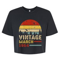 Womens 57 Years Old Retro Birthday Gift Vintage March 1964 Bella+Canvas Jersey Crop Tee