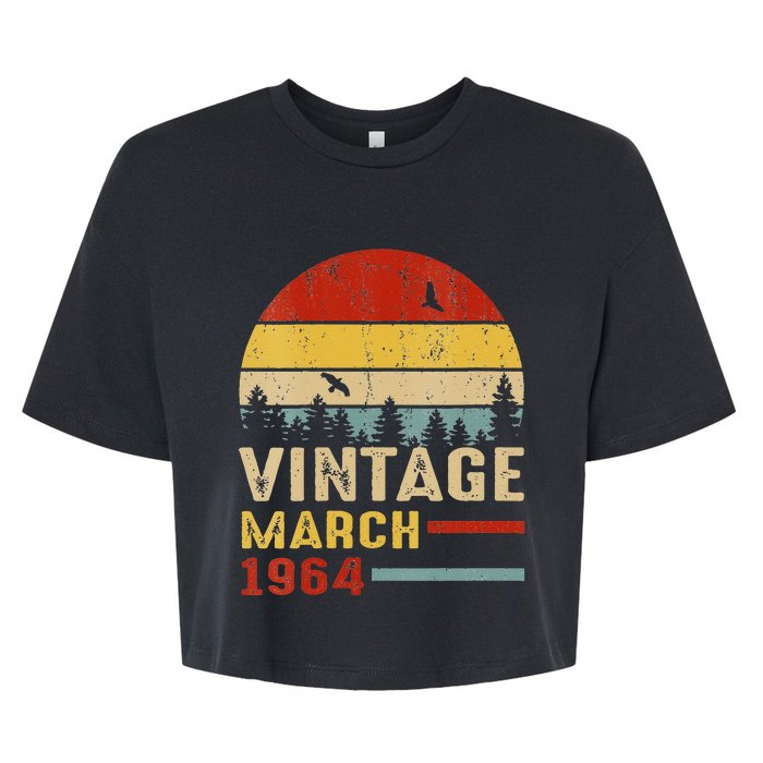 Womens 57 Years Old Retro Birthday Gift Vintage March 1964 Bella+Canvas Jersey Crop Tee