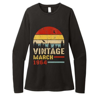 Womens 57 Years Old Retro Birthday Gift Vintage March 1964 Womens CVC Long Sleeve Shirt