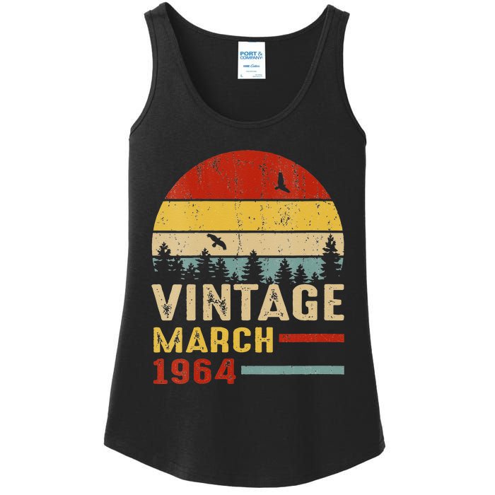 Womens 57 Years Old Retro Birthday Gift Vintage March 1964 Ladies Essential Tank