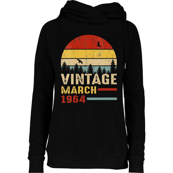 Womens 57 Years Old Retro Birthday Gift Vintage March 1964 Womens Funnel Neck Pullover Hood