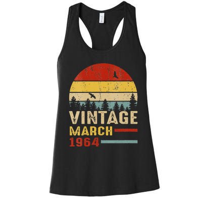 Womens 57 Years Old Retro Birthday Gift Vintage March 1964 Women's Racerback Tank