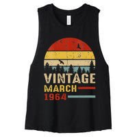 Womens 57 Years Old Retro Birthday Gift Vintage March 1964 Women's Racerback Cropped Tank